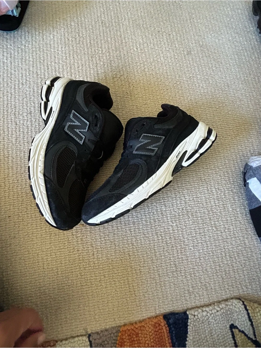 New Balance Kids  Black Mesh & Suede Sneakers